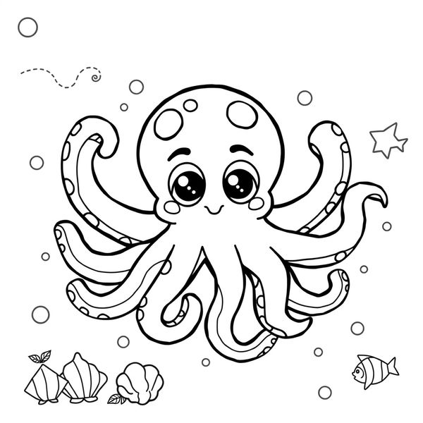 Kolorowanka: Ośmiornica z mackami