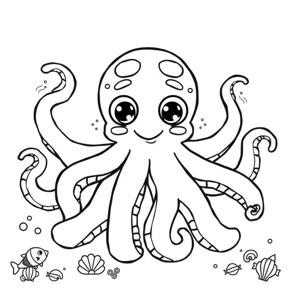 Kolorowanka: Ośmiornica z mackami