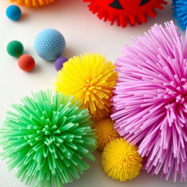 Zdjęcie materiałów: piłeczki sensoryczne i pompony