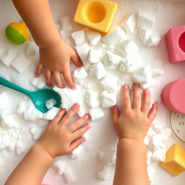 Sensoryczny śnieg z pianki — scena zabawy