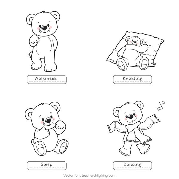 Kolorowanka: Pluszowy miś — sceny ruchowe