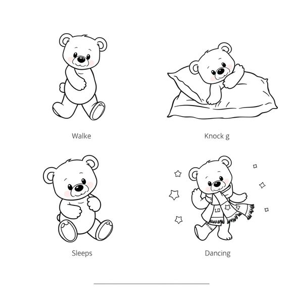 Kolorowanka: Pluszowy miś — sceny ruchowe