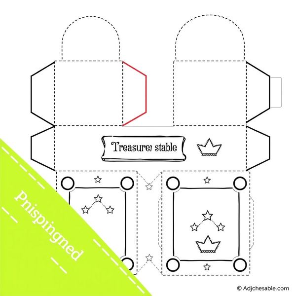 Szablon/Prostokąt: Pudełko "skarbiec/stajenka" do dekoracji