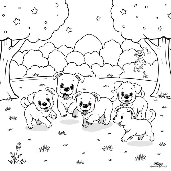 Kolorowanka: Biegające pieski