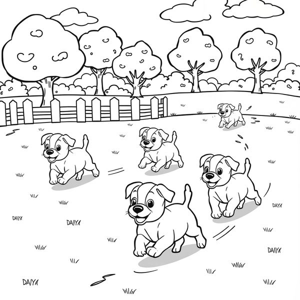 Kolorowanka: Biegające pieski