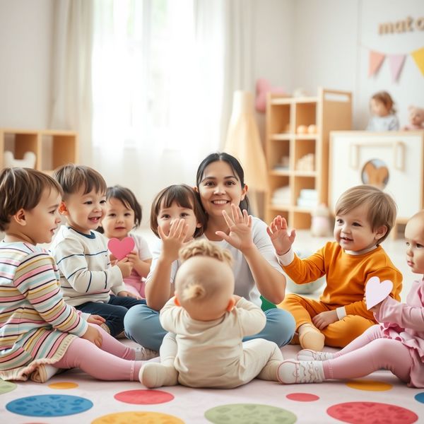 Dzieci w półokręgu na dywanie