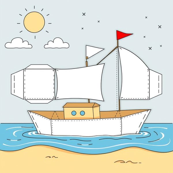 Szablon kartonowej łódki do składania i dekoracji