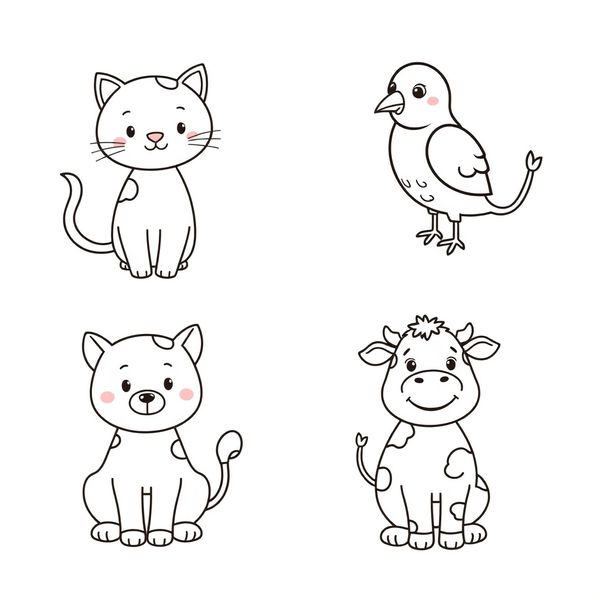 Karty do kolorowania: zwierzątka