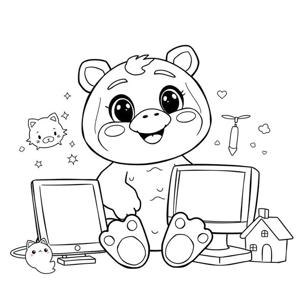 Kolorowanka - Netuś z urządzeniami