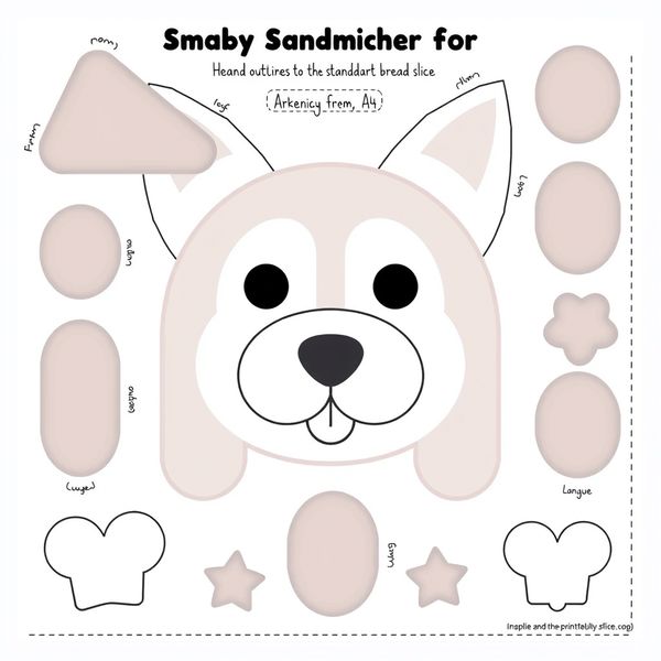 Szablon: Kształty do wycinania (głowa, uszy, oczy, nos, język)