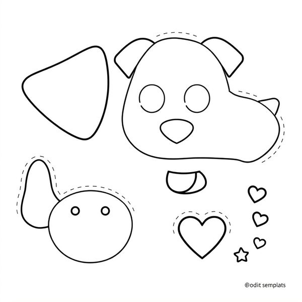 Szablon: Kształty do wycinania (głowa, uszy, oczy, nos, język)