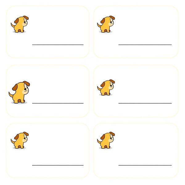 Szablon etykiet: Nazwy składników z ikoną psiaka