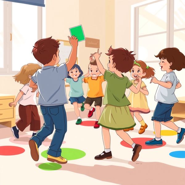 Scena: dzieci tańczące w kole (Taniec kolorów)