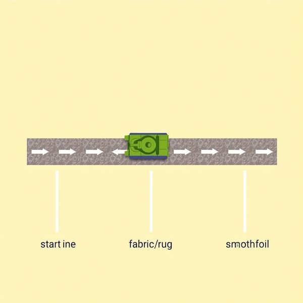 Obrazek instrukcyjny: Eksperyment z trzema powierzchniami (widok z góry)