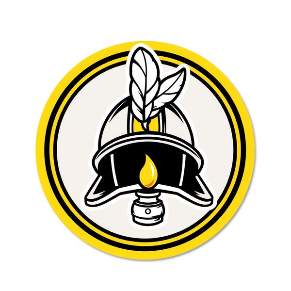 Naklejka / ikonka: symbol Barbórki — hełm z piórkiem