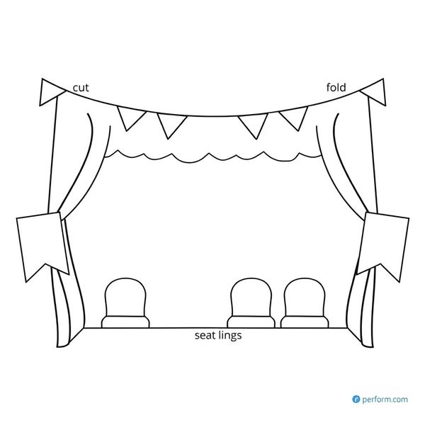 Wzory rekwizytów — scena z kartonu i chustki