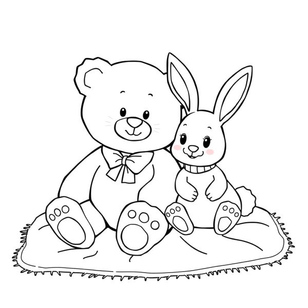 Kolorowanka — Miś i Króliczek