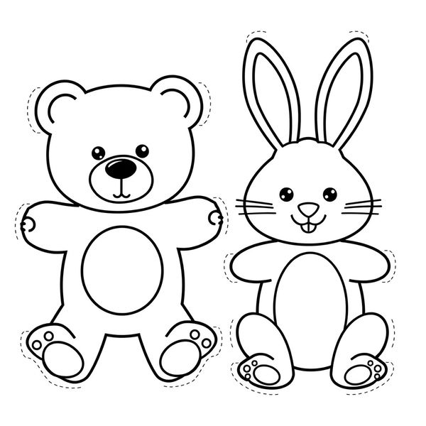 Szablony paluszkowych pacynek — Miś i Króliczek