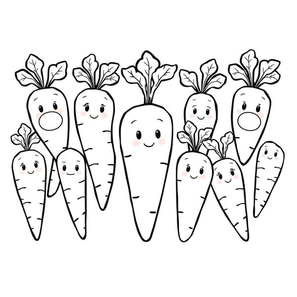 Kolorowanka: marchewka z pustą buzią