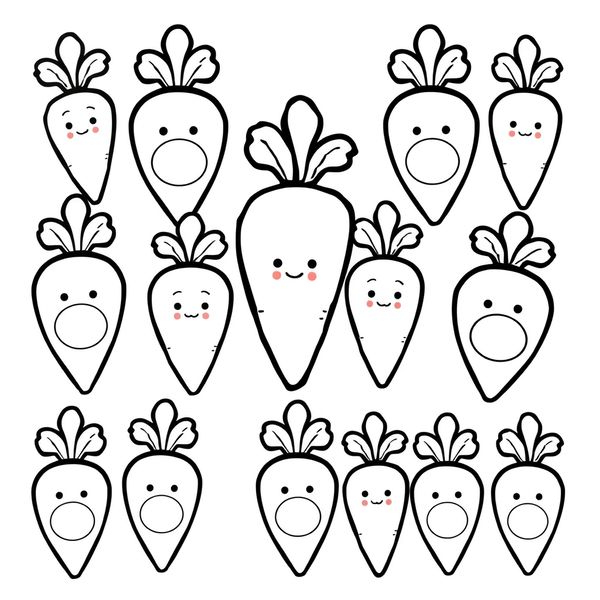 Kolorowanka: marchewka z pustą buzią