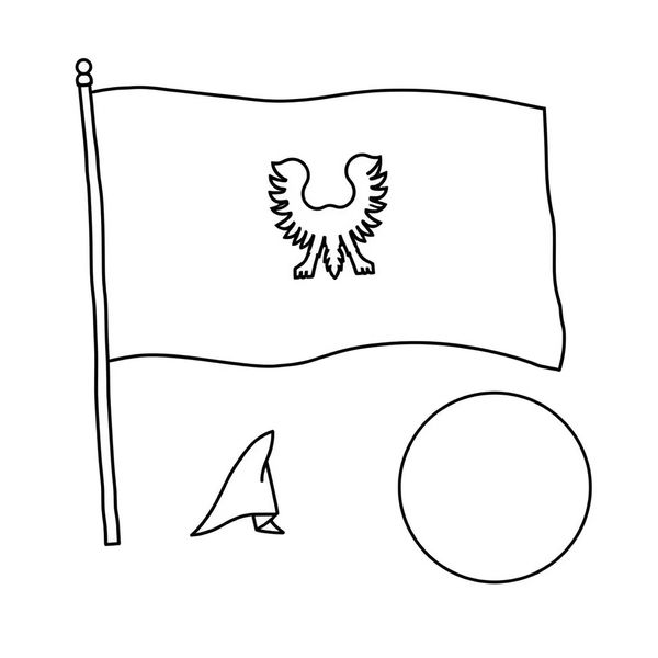 Kolorowanka — proste formy: chorągiewka, wstążka, piłeczka