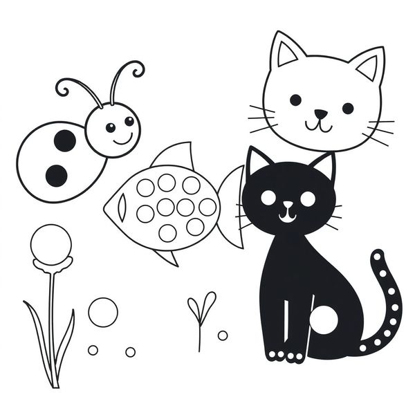 Kolorowanka — Kropkowe zwierzątka