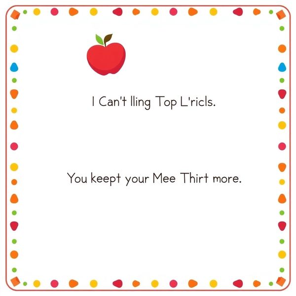 Karta z krótką piosenką o jabłku (do wydruku)