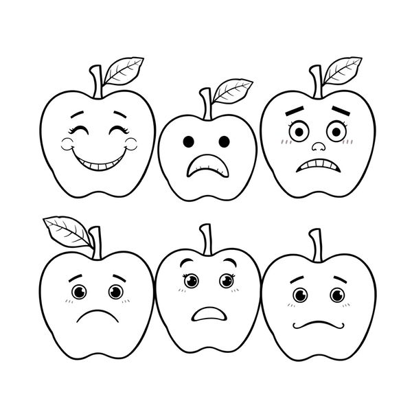 Kolorowanka: Twarze jabłek