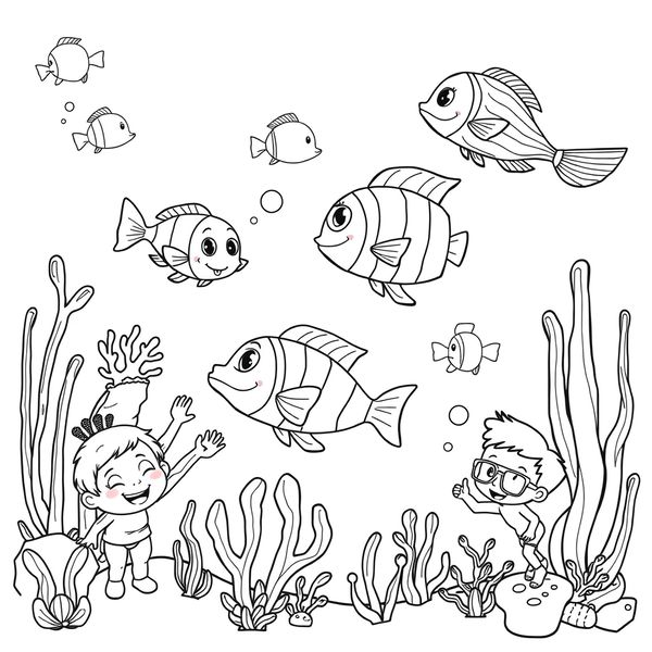 Kolorowanka — rybki i rafa