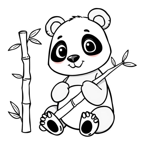 Kolorowanka: Panda z bambusem