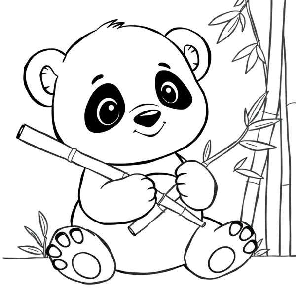 Kolorowanka: Panda z bambusem