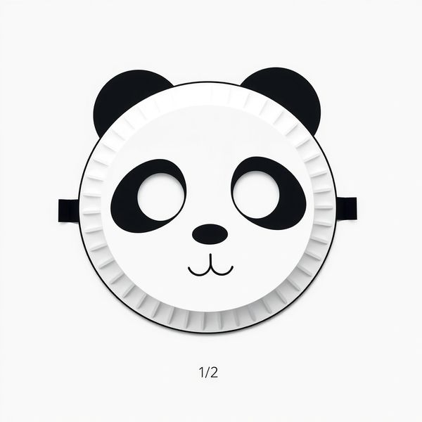 Szablon maski pandy z papierowego talerzyka