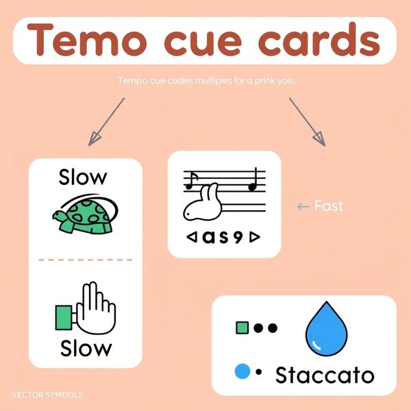 Karty sygnałów tempa — wolno / szybko / staccato