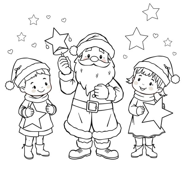 Kolorowanka: Mikołaj z dzwoneczkiem