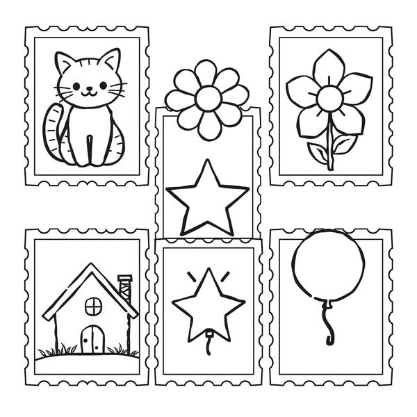 Kolorowanka — zestaw znaczków