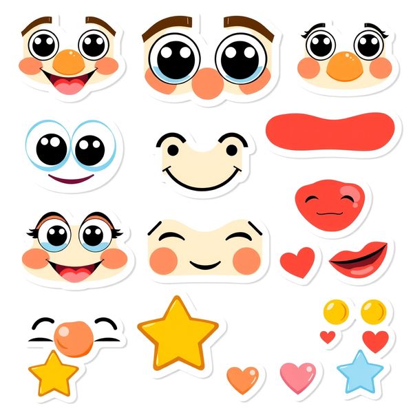 Arkusz naklejek: śmieszne buźki