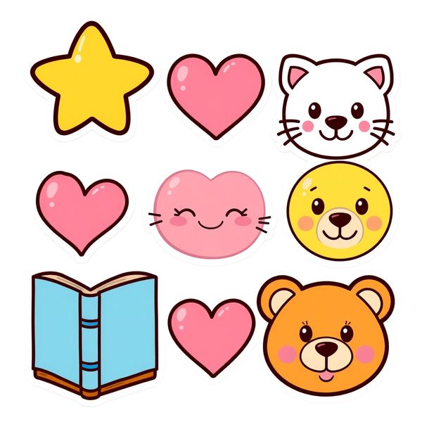 Arkusz z naklejkami — zestaw prostych ikon