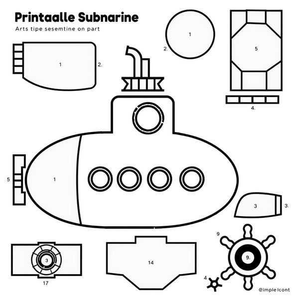 Szablon łodzi podwodnej do wycięcia