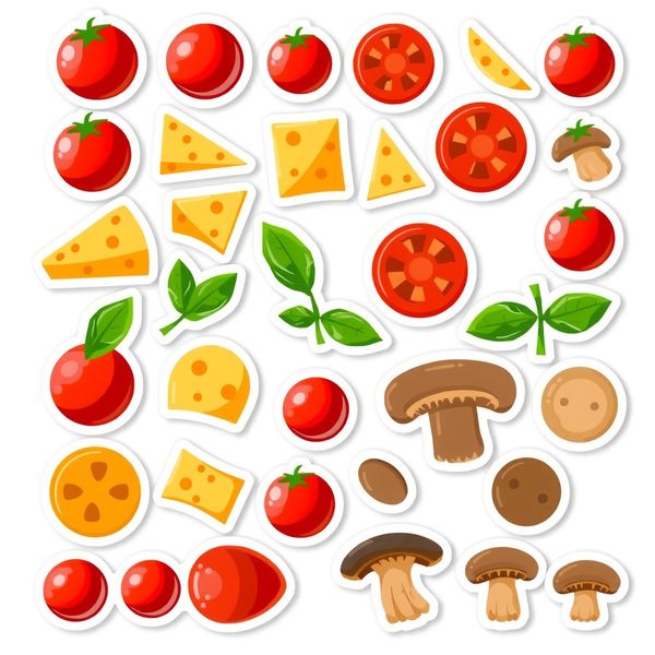 Arkusz naklejek / dodatków do pizzy