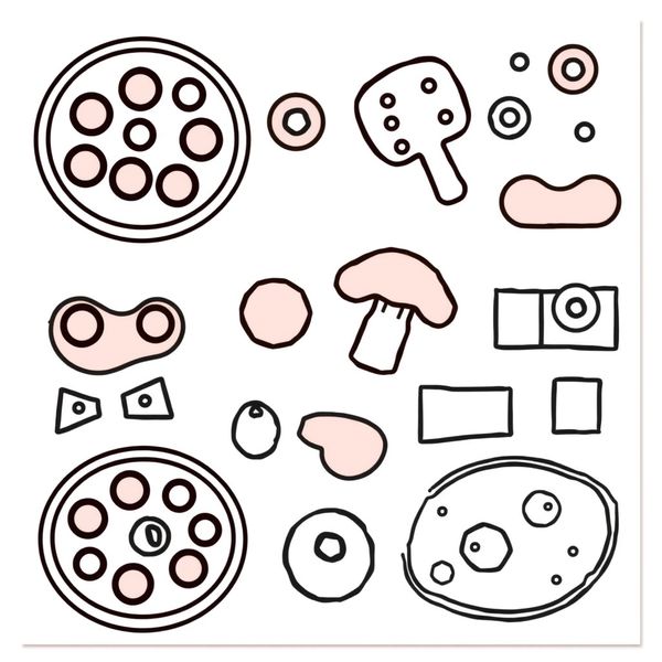 Arkusz papierowych składników do wycięcia