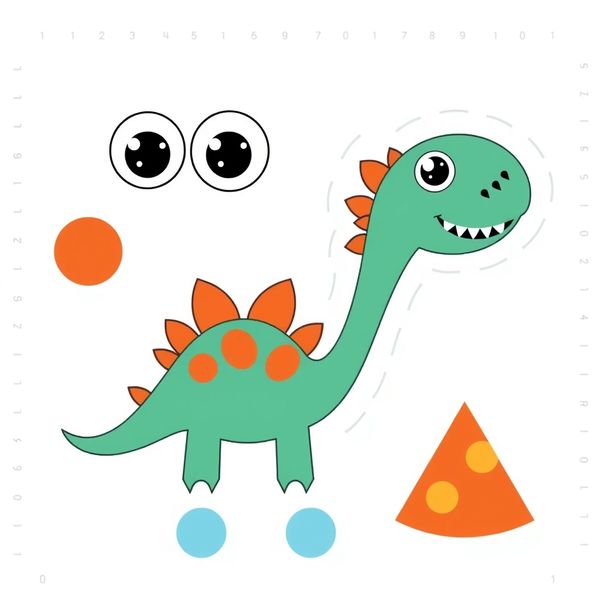 Arkusz dużych elementów do przyklejania (oczka, nogi, grzebień)