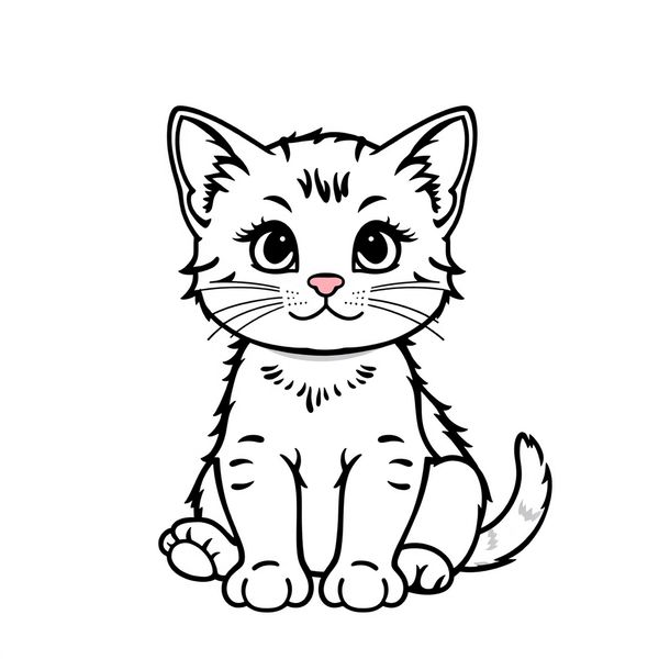 Kolorowanka: siedzący kotek