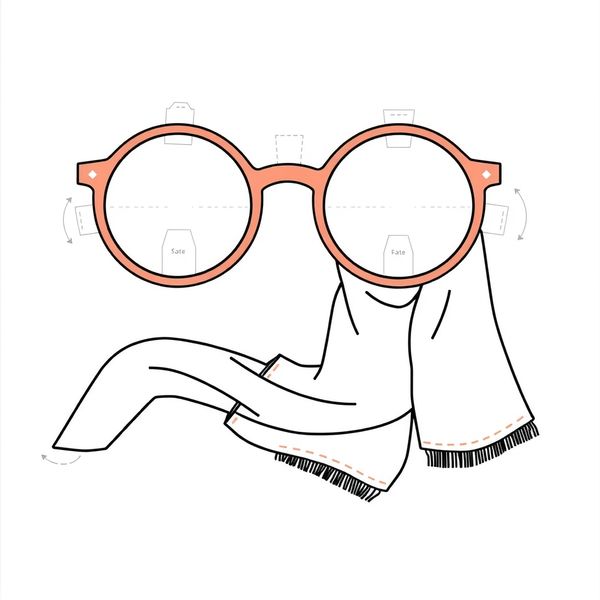 Szablony: okulary z papieru i apaszka dla 'babci'