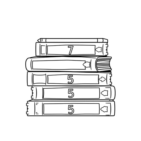 Kolorowanka: Stos książek z numerami