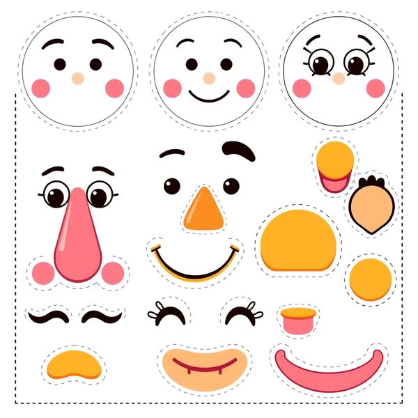 Szablon twarzy i elementy do naklejek