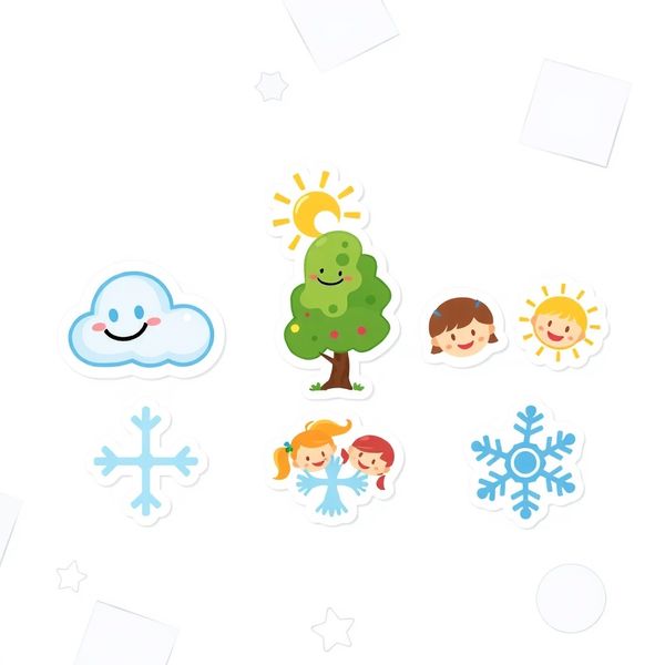 Karty ról — ikony do naklejek (Chmura, Wiatr, Drzewo, Śnieżynka, Chór)