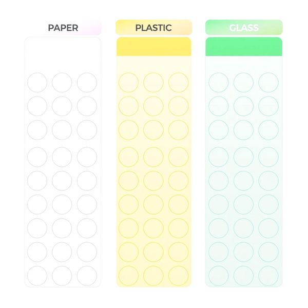 Flipchart / prosty wykres słowny (kolumny dla papier/plastik/szkło)