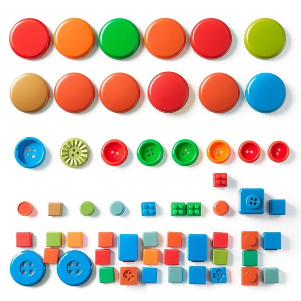 Kolorowe nakrętki / guziki / klocki do układania wzorów