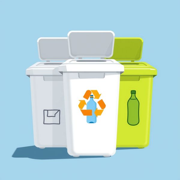 Pudełka do sortowania z ikonami (papier, plastik, szkło)