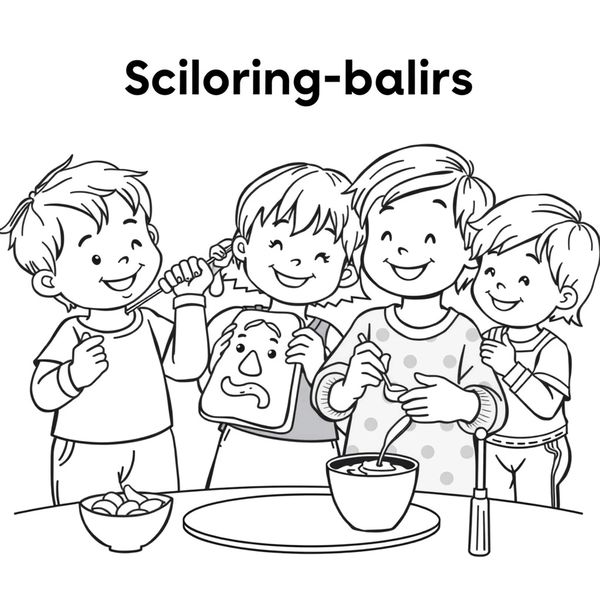 Kolorowanka: Dzieci przygotowują przekąski